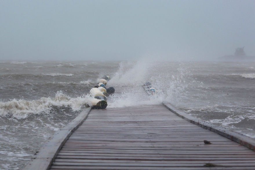 Waves Break Over A Dock As Hurricane Irma Slammed Across Islands In The Northern Caribbean, In Fajardo, Puerto Rico, On Wednesday