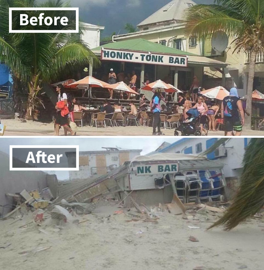 Popular Honky Tonk Bar In Philipsburg St Martin (Before And After Irma Damage)
