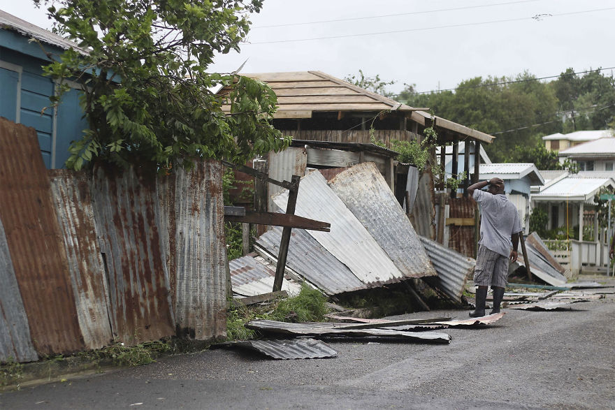A Man Surveys The Wreckage On His Property After The Passing Of Hurricane Irma, In St. John's, Antigua And Barbuda