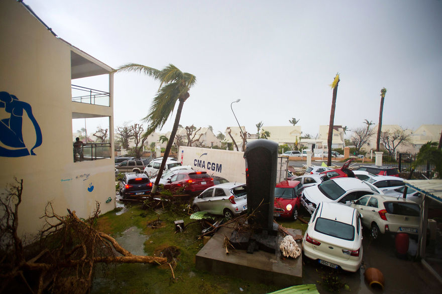 Cars Are Left Piled On Top Of One Another At The Hotel Mercure In Marigot, Saint Martin