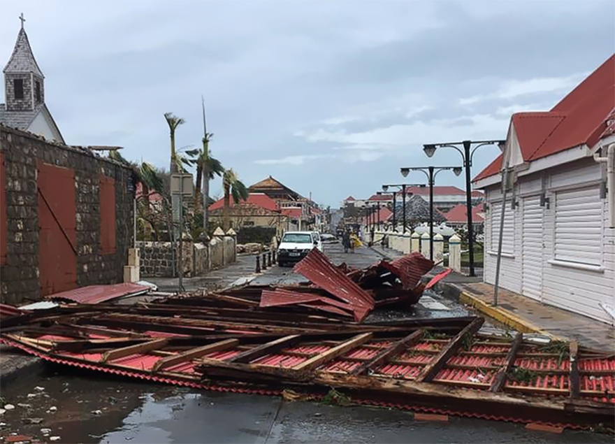 Wreckage In A Street Of Gustavia In Saint-barthelemy In The Caribbean