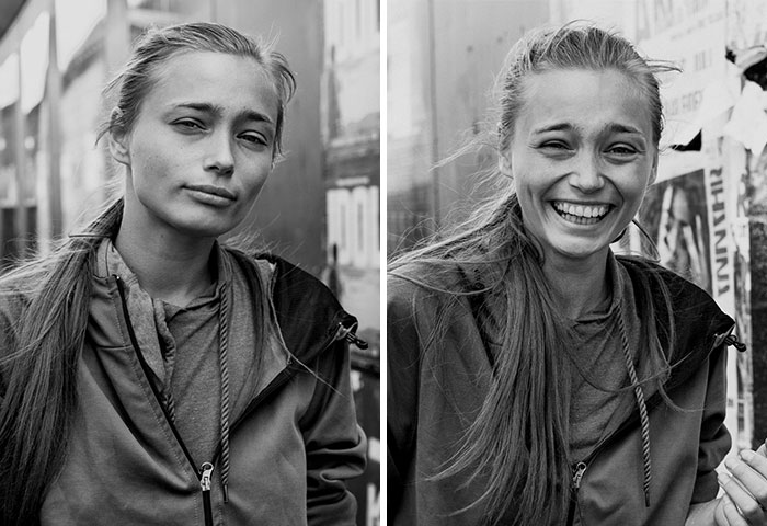 10 Portraits Of Strangers Before & After Photographer Kissed Them
