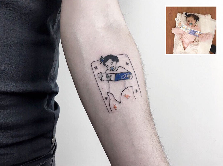 Artist Turns Your Most Nostalgic Childhood Pics Into Stylish Tattoos So You  Always Have Them On Your Skin | Bored Panda