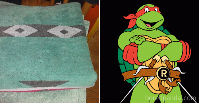 Unexpected Ninja Turtle While Folding Towels