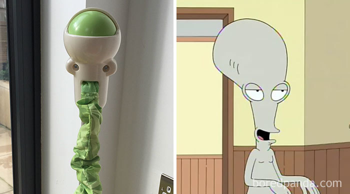 The Top Of My Baby's Jumperoo Looks Like Roger From American Dad