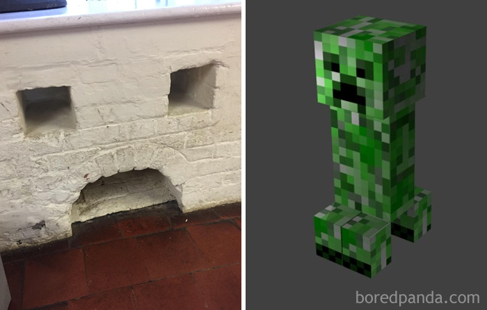 This Wall Looks Like A Minecraft Creeper