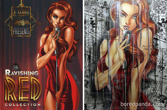 Original Work By J. Scott Campbell (Left) And Benjamin Spark's Work (Right)
