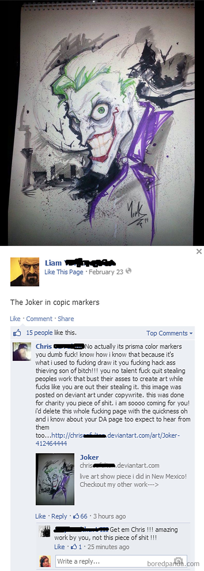 Art Thief Whose Been Stealing And Selling Prints On Deviantart Finally Gets Spotted Out On Facebook And Called Out