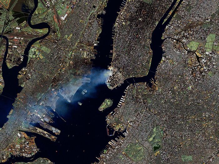 Smoke Plumes Are Clearly Visible In This Landsat 7 Satellite Image Of New York City Made Early On September 12