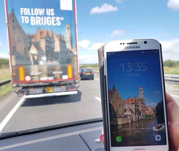 The Print On The Lorry In Front Is In The Same Spot My Wife Took Her Background Photo