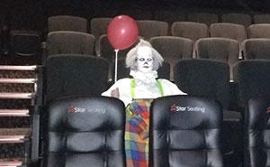 Guy Arrives First At "It" Screening, But There's A Terrifying Clown In The Movie Theater Already