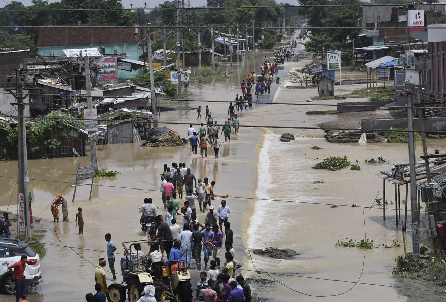 Flood-Affected Villagers Move Out In Search Of Safer Places In Bihar, India