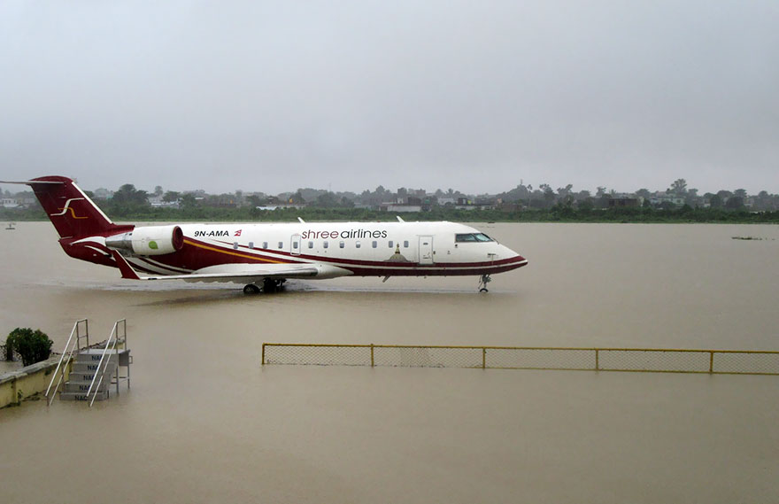 The Flooded Apron Of Biratnagar Airport After Heavy Rains, 240km From Nepal’s Capital Kathmandu