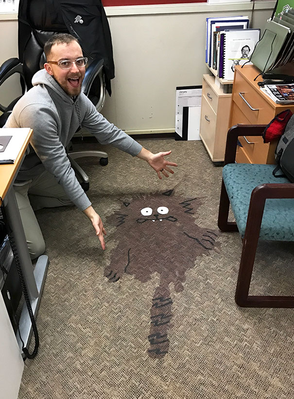 My Coworker Spilled Wine In The Office So I Turned It Into A Spazzy Cat, He Loved It