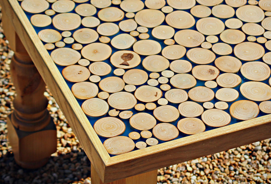We Collected Bits Of Wood And Spent Months Making These Amazing Glowing Tables