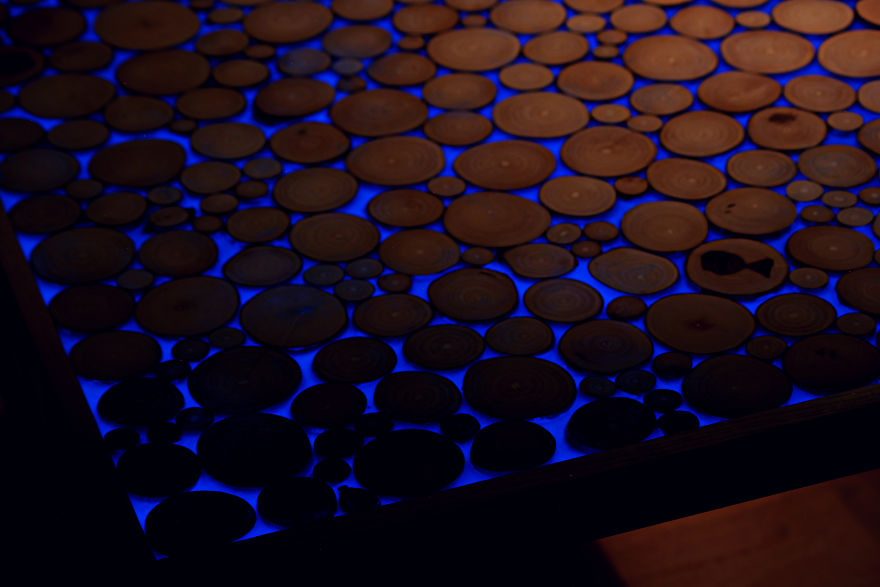 We Collected Bits Of Wood And Spent Months Making These Amazing Glowing Tables