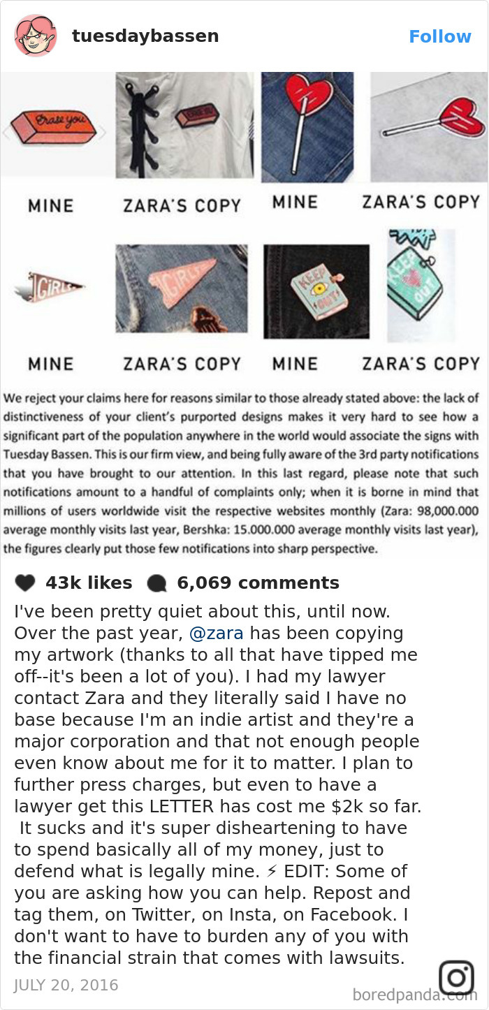 Zara Steals Tuesday Bassen's Artwork