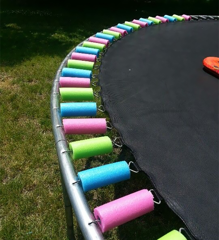 Cover Your Trampoline Springs With Pool Noodles To Avoid Pinching Toes