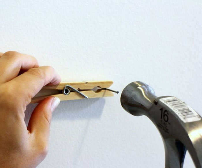 Use Clothespin To Hammer A Nail Safely