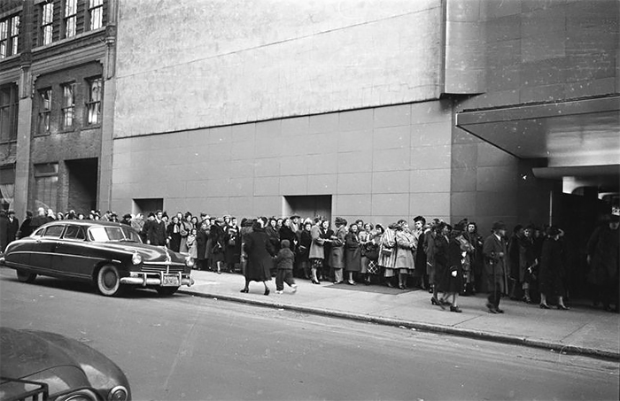 Audience Waiting In Line To Get Into A Recording Of "grand Slam"