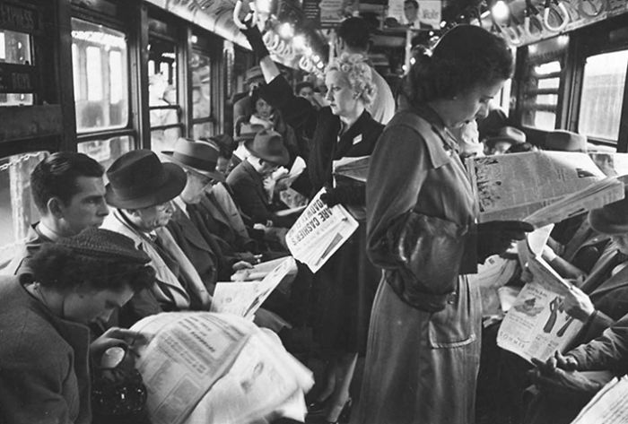 Passengers Reading In A Subway Car, 1946