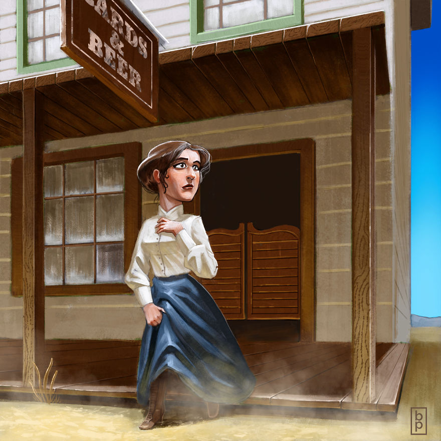 Wild West Woman Concerned For The Fate Of Her Gunslinger