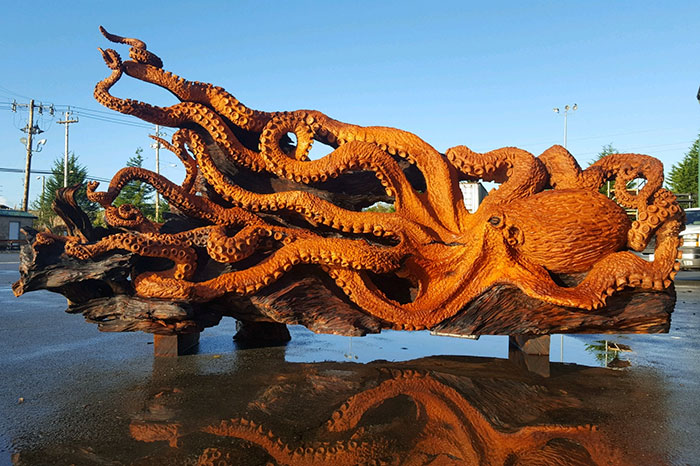 Chainsaw Artist Carves Fallen Redwood Tree Into Giant Sea Creature