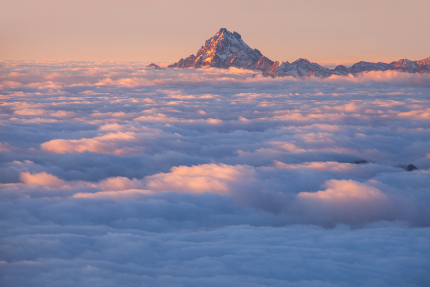Monviso Emerging From The Clouds