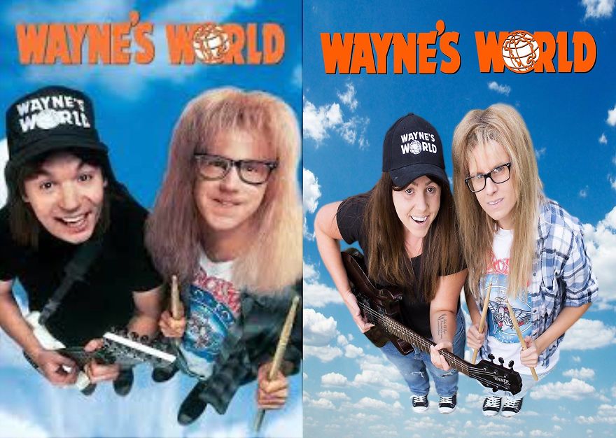 Sisters Dress Up As Wayne Garth For Halloween In Honor Of Wayne S World S 25th Anniversary Bored Panda