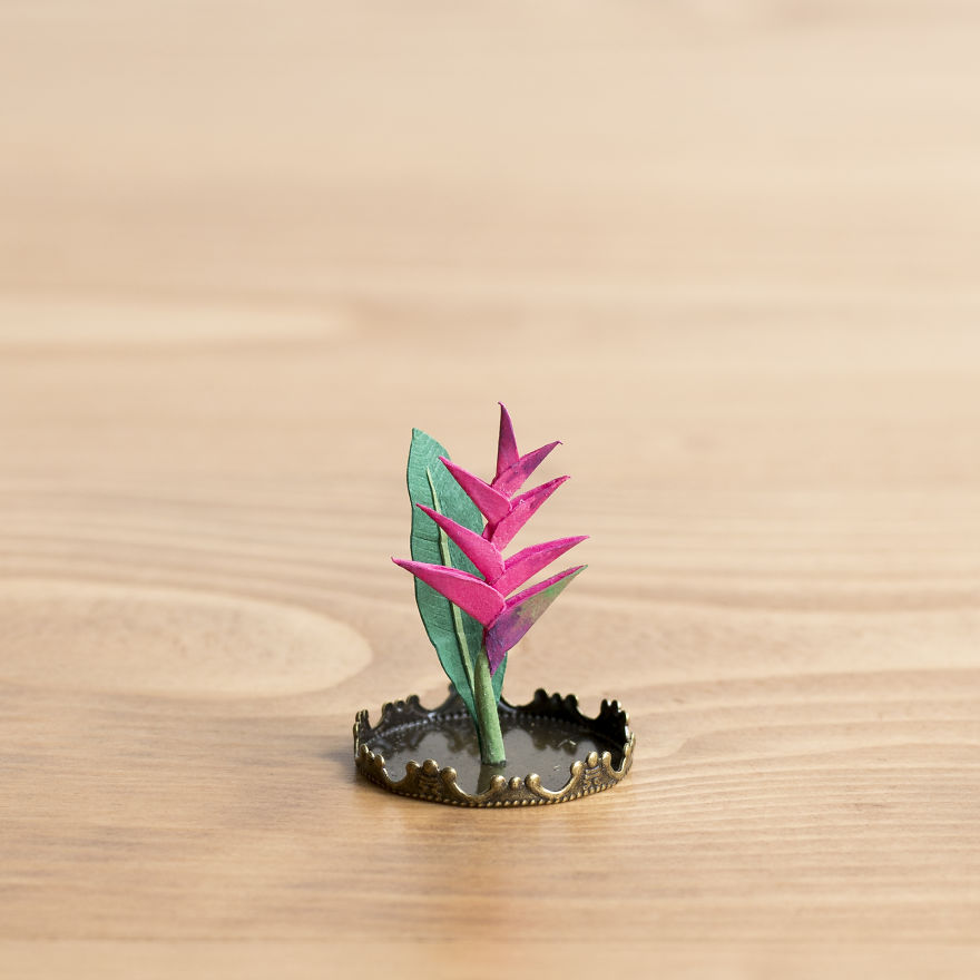 Крошечные террариумы с миниатюрными бумажными растениями, цветущими кактусами и цветами, Миниатюрные бумажные террариумы