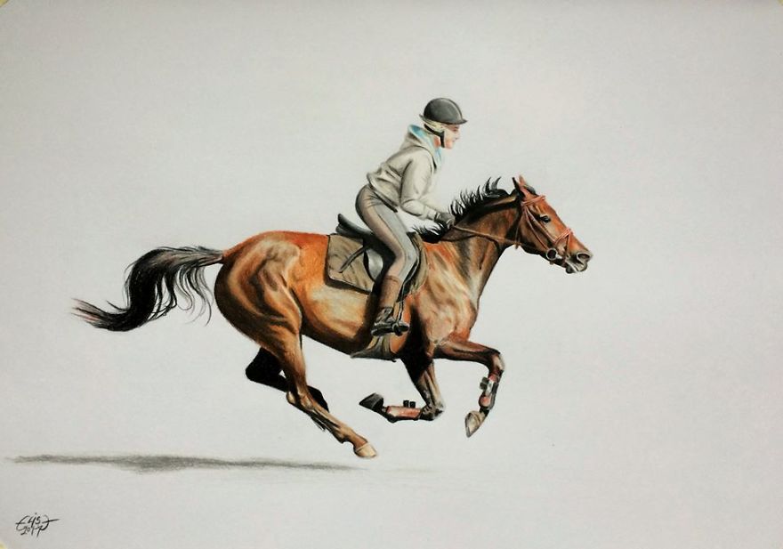 Estonian Artist Captures Personalities Of Horses With Her Realistic Hand-Drawn Art