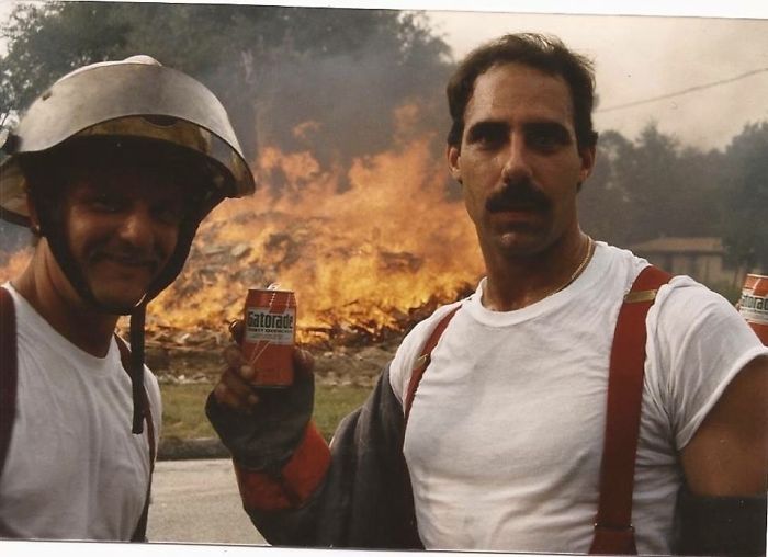 Here Is A Bad Ass Picture Of My Dad From The 80's. Gatorade In The Can Doing A Control Burn. He's The Shit And My Hero. My Grandfather Was A Firefighter Too Rip. The Real Heroes Are Firefighters, Cops And All Military!