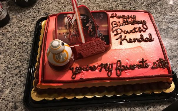 My Boyfriend Got Me A Birthday Cake That Said "Darth Kendall" (Well They Spelled It Wrong With One L Haha) And "You're My Favorite Sith". I Might Have To Marry Him