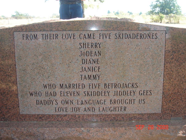 Daddy's Own Language On A Headstone