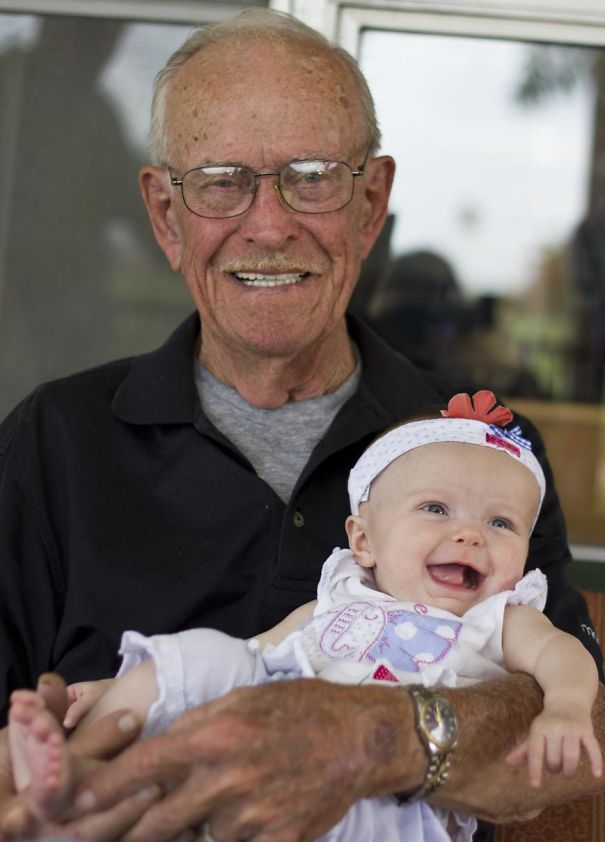 My Grandpa And Daughter. Born 90 Years Apart To The Day