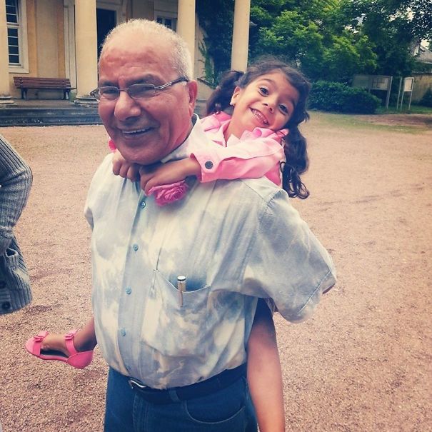 After Three Years Of Surgeries To Correct A Congenital Heart Defect Including A Berlin Artificial Heart Implant And A Heart Transplant, My Niece Is Finally Healthy Enough For International Travel. Here She Is Meeting Her Grandpa In Germany For The First Time