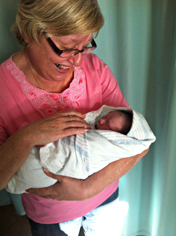 First Time Grandmother Meeting Her Brand New Granddaughter For The First Time