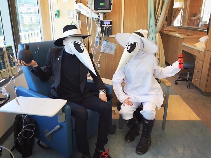 Even Cancer Can't Stop Halloween - A Friend Getting Chemotherapy In Costume