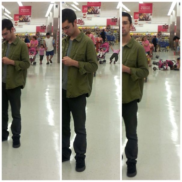 My Girlfriend Randomly Took A Couple Pictures Of Me At The Grocery Store. Only Later Did We Notice...