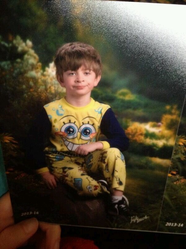 Mixed Up Pajama Day And Picture Day. Son Was Not Pleased