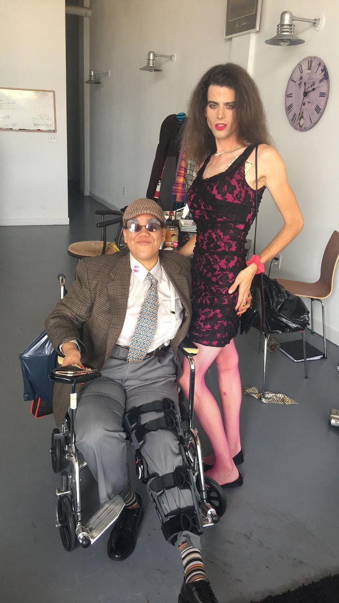 My Friend Tore Her ACL, MCL And Meniscus A Week Ago. She Thought She Wouldn't Be Able To Go Out For Halloween. I Told Her If She Dressed Up As An Old Rich Man, I'd Dress Up As Her Escort And Wheel Her Around Downtown All Night.  No Regrets