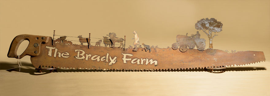 This Family Saw Depicts Their Mom Tending The Sheep And Dad On A Tractor