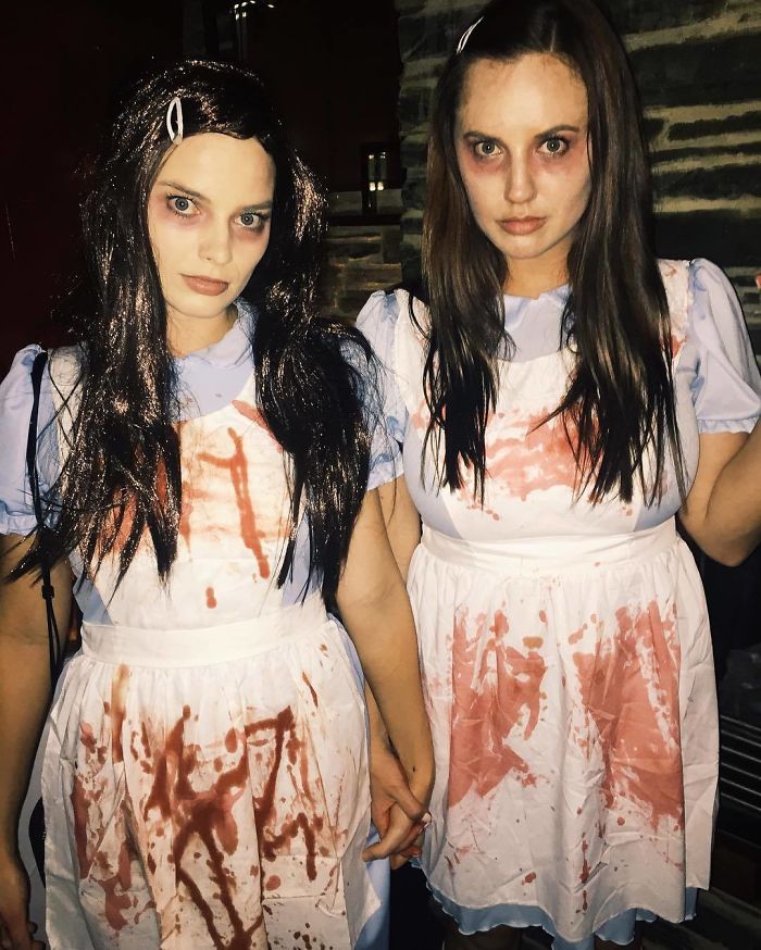 Margot Robbie And Sophia Kerr As The Twins From "The Shining"