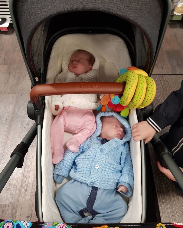 When You Rush Out Of The House To Try And Get Everything Done Before The Next Feed Is Due And Forget The Car Seat Connectors For The Pram And Only Have One Bassinet In The Boot... You Have To Improvise!