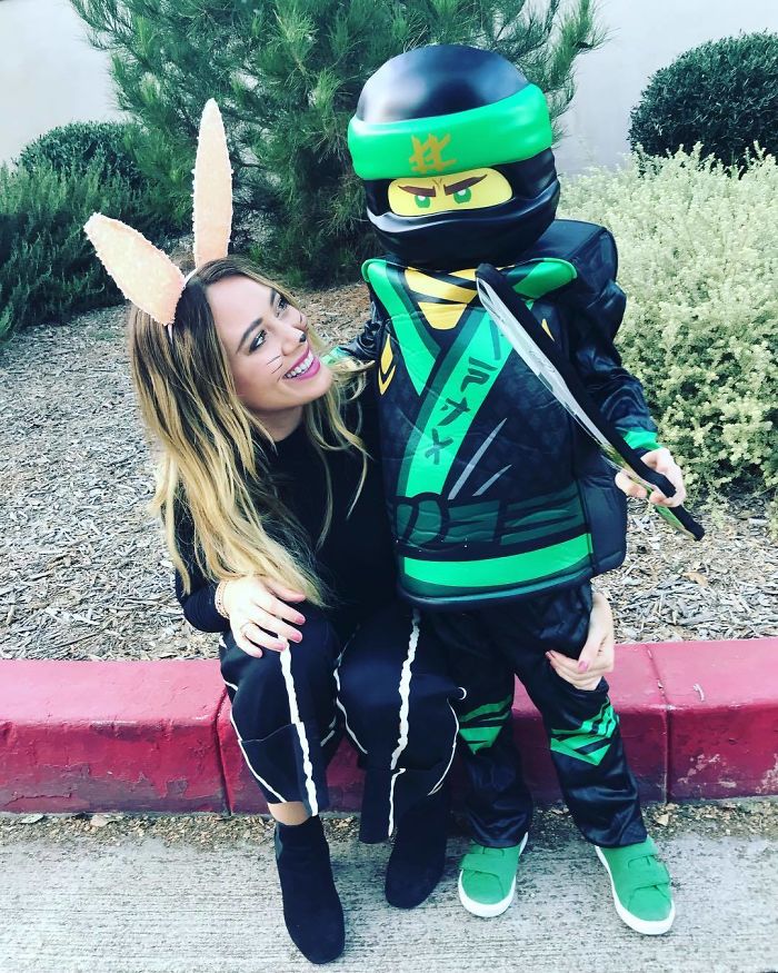 Hilary Duff And Luca Comrie As A Bunny And A Lego