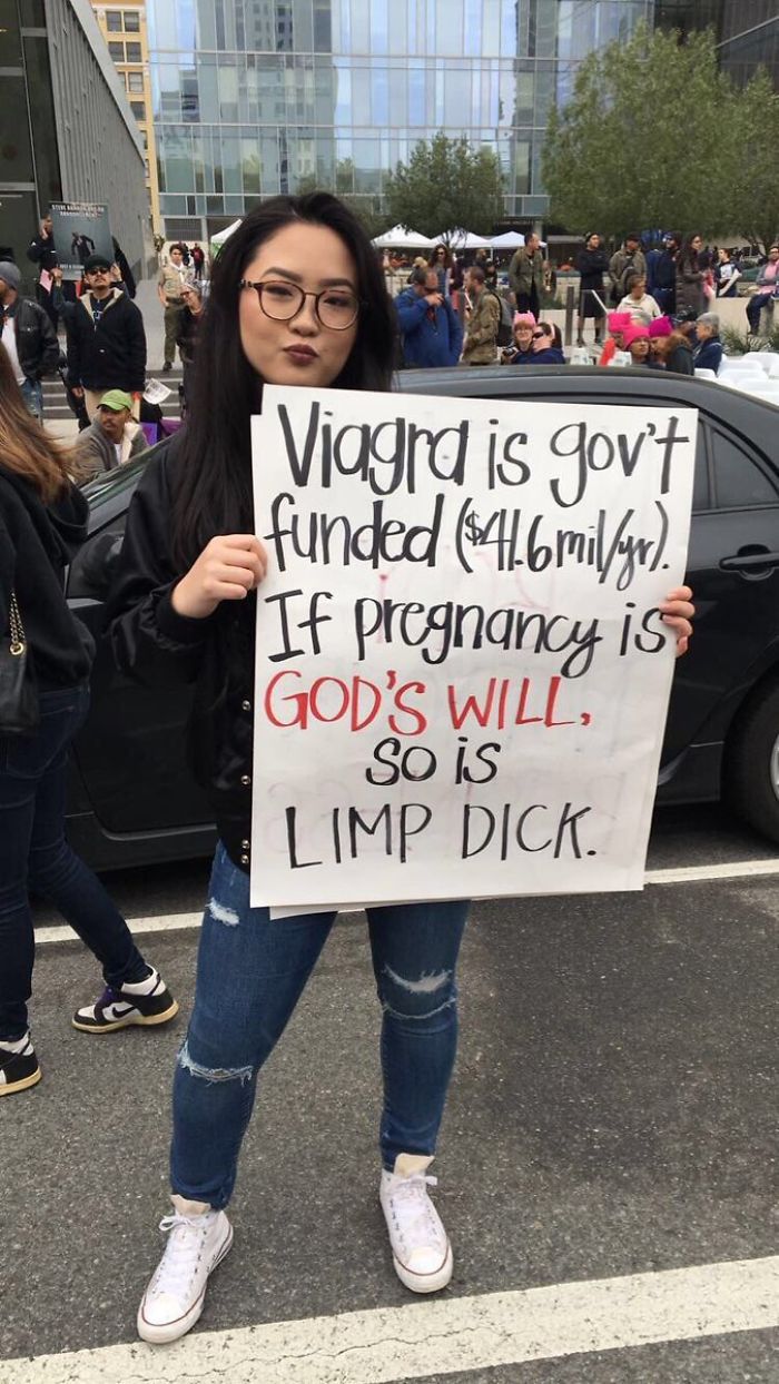 A Protester Holding A Sign For Women's Rights, 2017