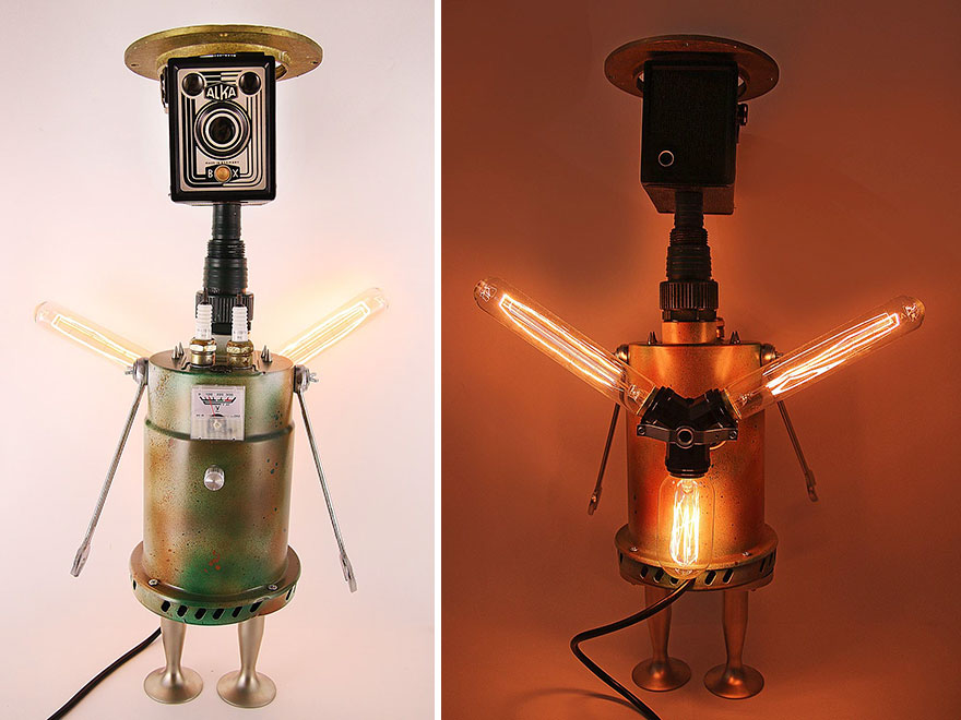 Army hjemmehørende Let at forstå From Junk To Art: Check Out The New Generation Of Robot Lamps By Captain  Heartless. | Bored Panda
