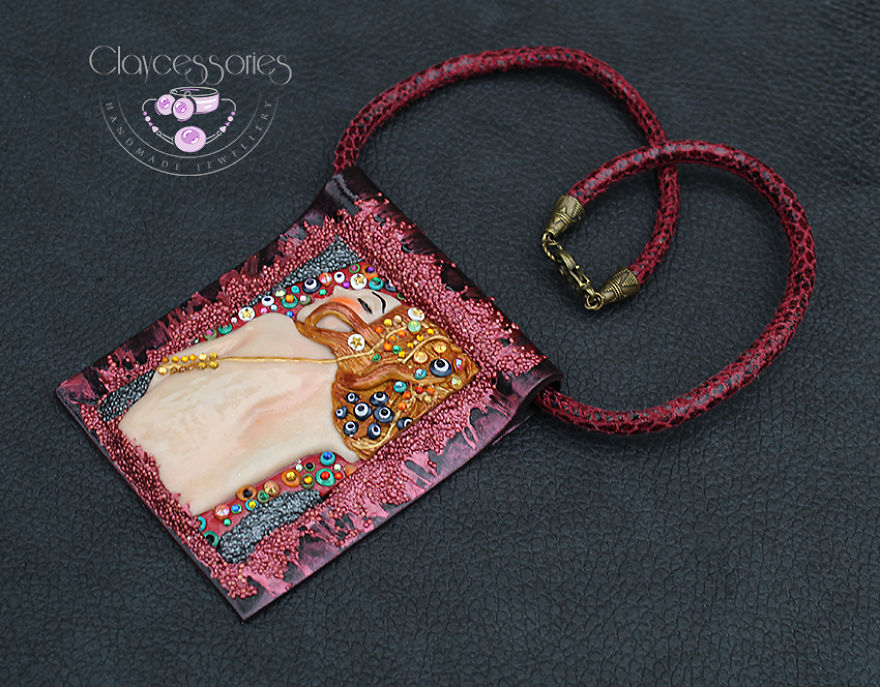 I Use Polymer Clay To Create Necklaces Inspired By Gustav Klimt Paintings