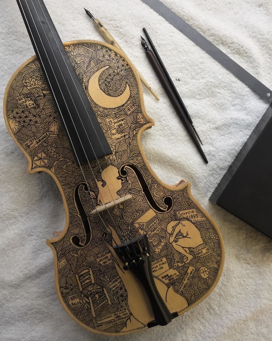 I’m The Violin Painter Who Spends Over 3 Weeks Illustrating Each One