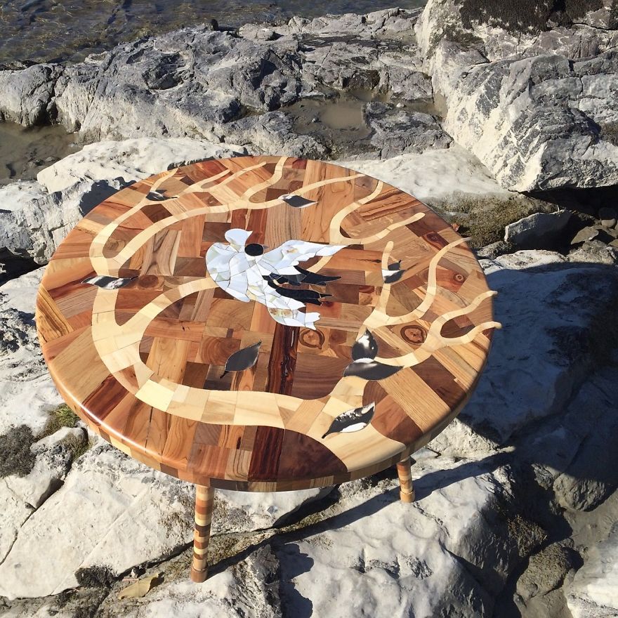 I Used 12 Different Woods To Make This Nature-Inspired Table In One Month
